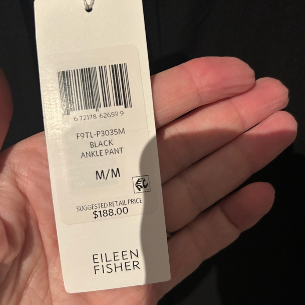 NWT Eileen Fisher Size Medium black ankle pant - Picture 7 of 9